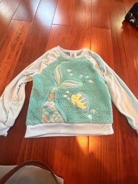 Girls' Aqua Mermaid Plush Sweatshirt - Kids Tops